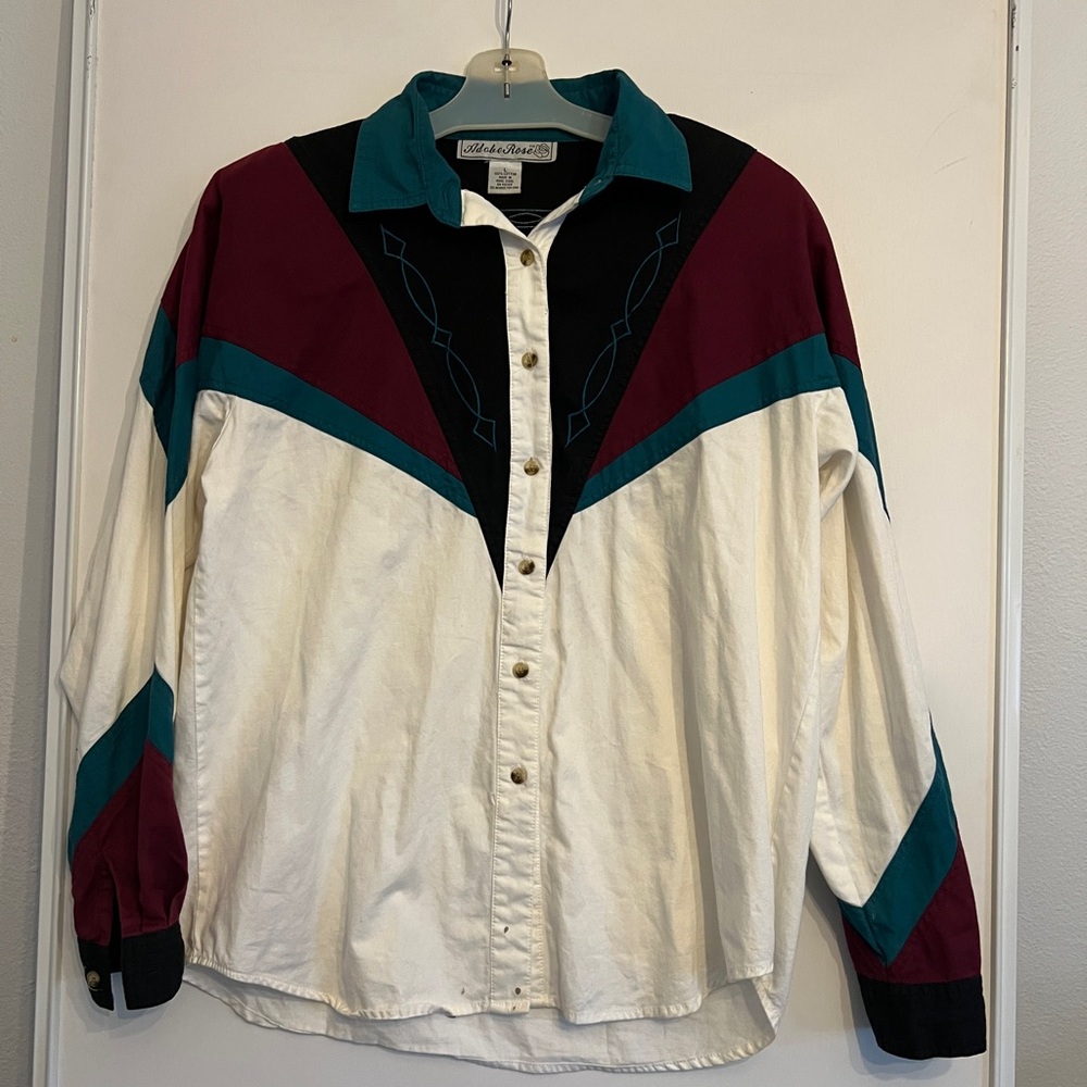 Adobe Rose Black and Teal Shirt